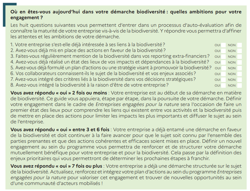 Questionnaire biodiversité